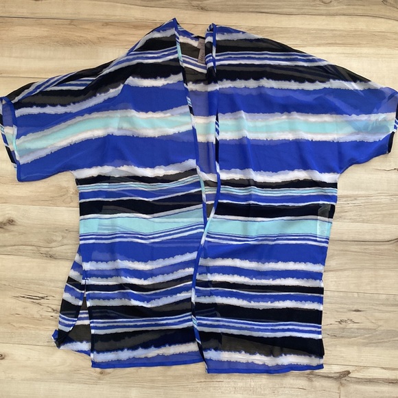 Easywear by Chico’s Womens Sheer Cover. Swimsuit coverup. Cardigan open front - Picture 8 of 12
